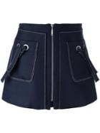 Kenzo A-line Zipped Skirt, Women's, Size: 36, Blue, Virgin Wool/cotton/acetate