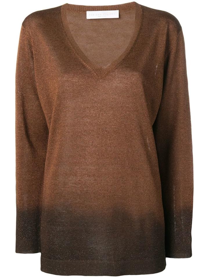 Fabiana Filippi Gradient V-neck Jumper - Brown