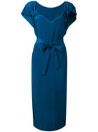 Indress - Tie Waist Midi Dress - Women - Silk - 2, Blue, Silk