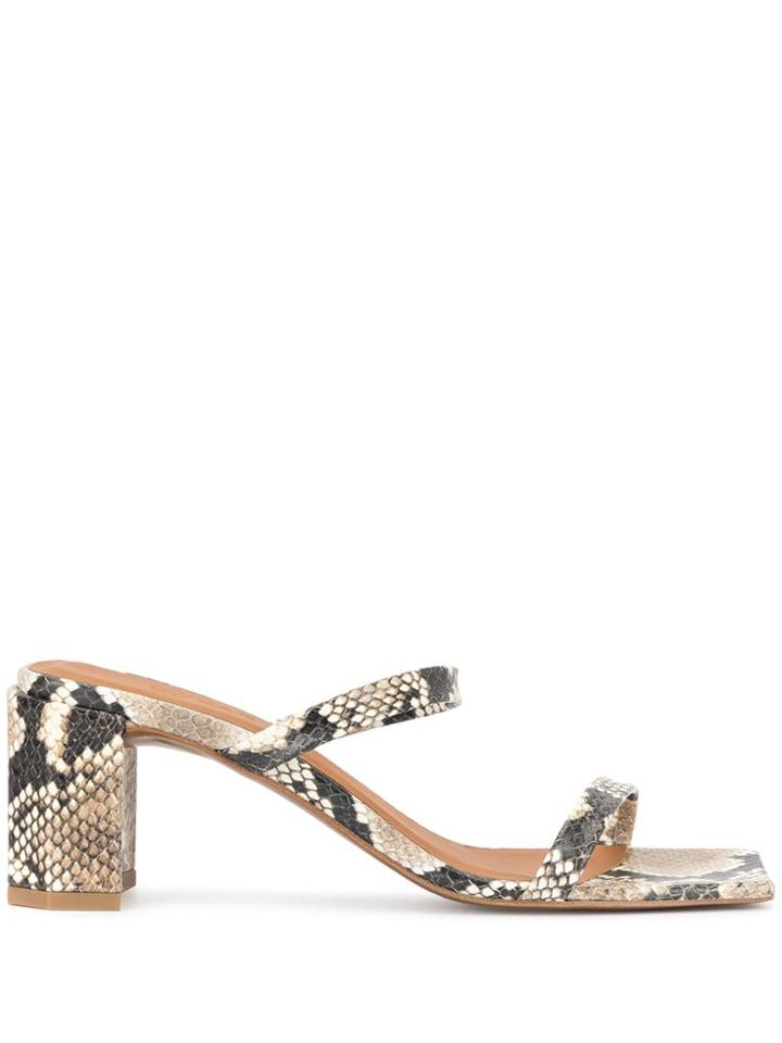 By Far Tanya Snake Print Sandals - Brown