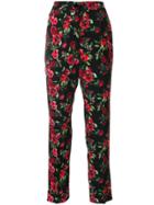 Dolce & Gabbana Rose Print Cropped Trousers - Black