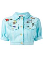 Moschino Vintage - Cropped Denim Badge Jacket - Women - Cotton/polyester/other Fibers - 38, Blue, Cotton/polyester/other Fibers