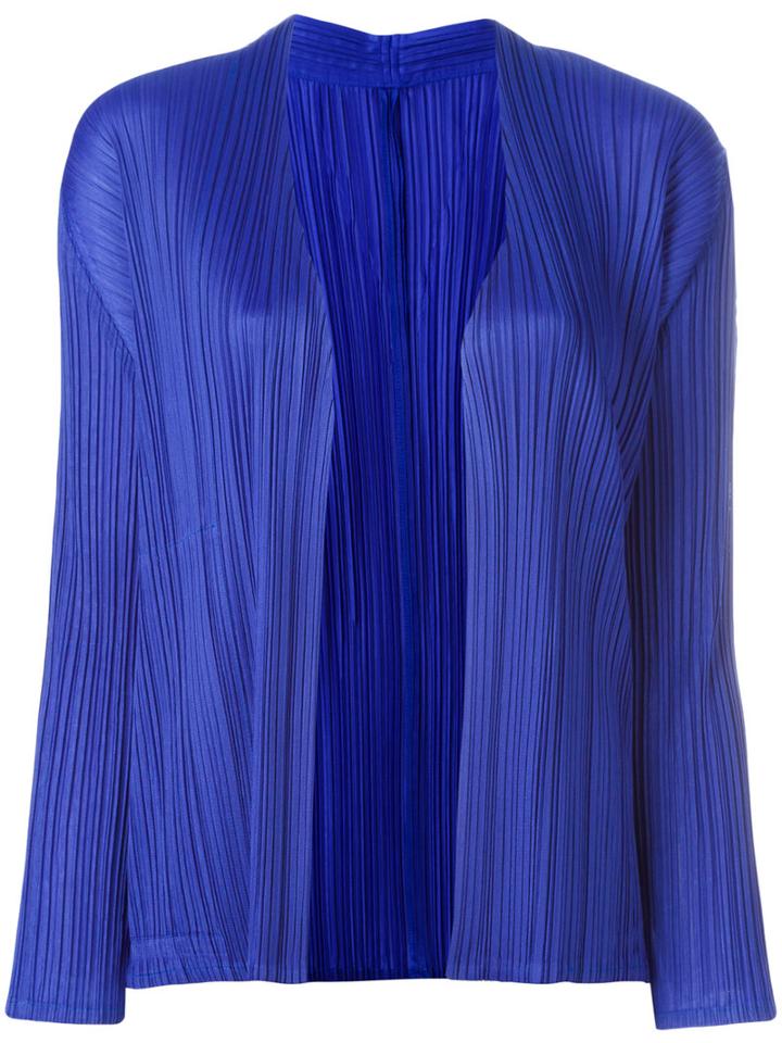 Pleats Please By Issey Miyake Open Pleated Cardigan, Women's, Size: 4, Blue, Polyester
