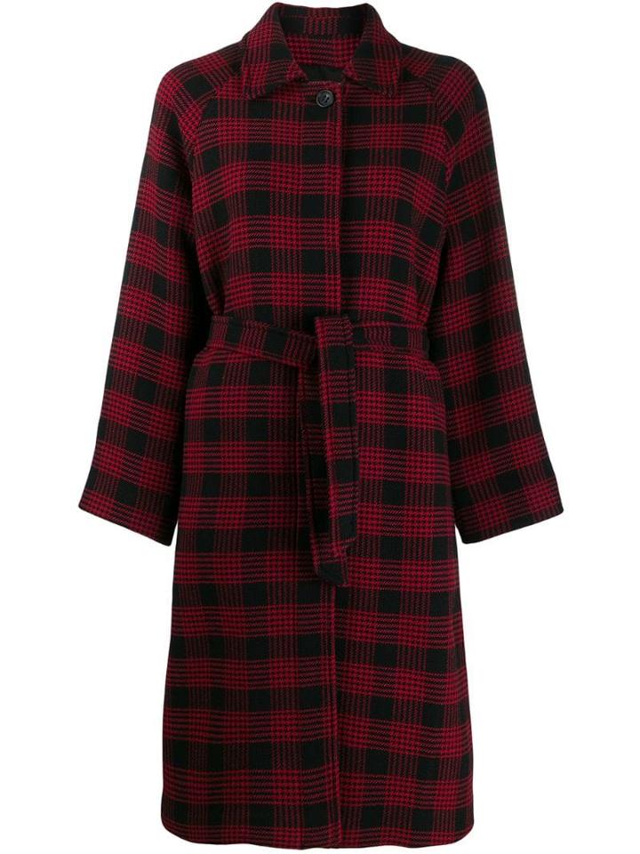 Red Valentino Belted Checked Coat