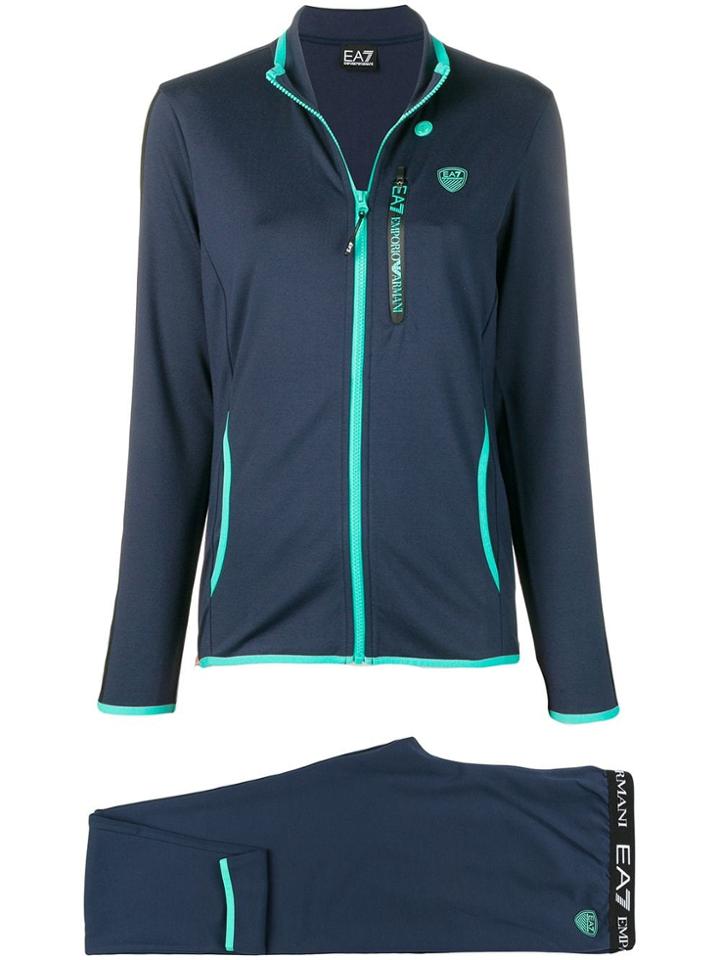 Ea7 Emporio Armani Contrast Piping Track Suit - Blue