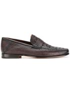 Santoni Weave Front Loafers - Brown