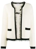 Red Valentino Red(v) Lace Trim Knitted Cardigan - White