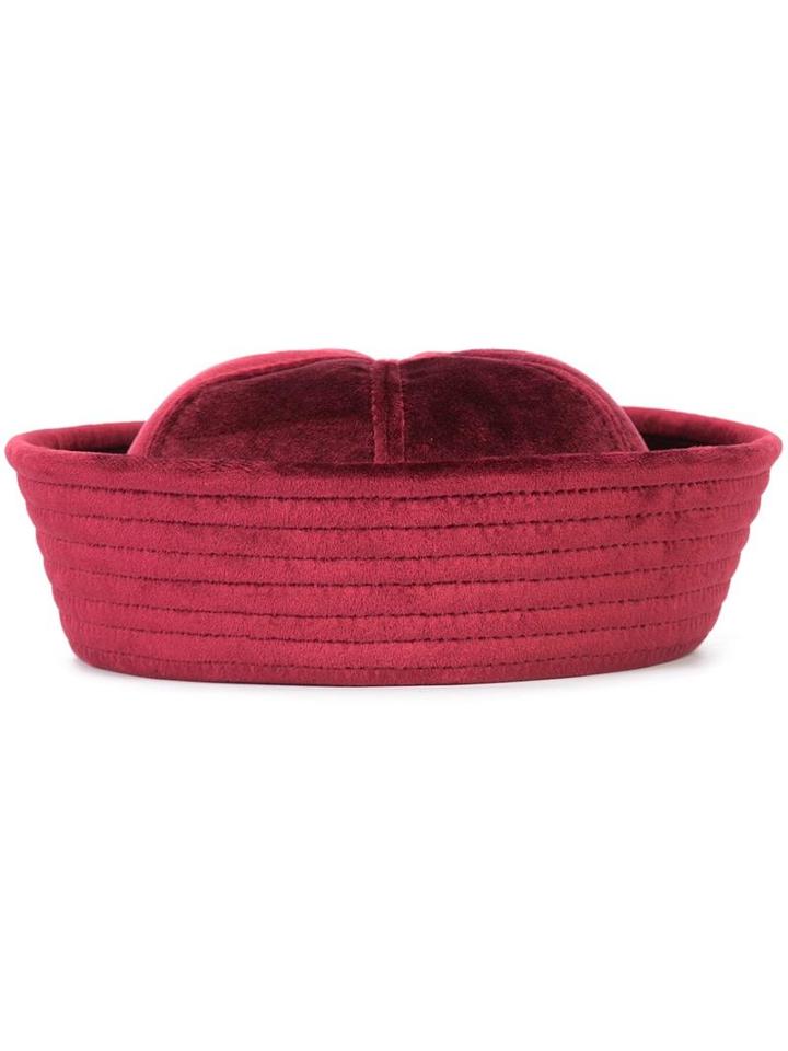 Valas Velvet Panelled Hat, Women's, Red, Cotton/velvet