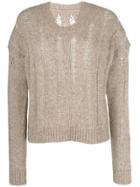 Uma Wang Distressed Ribbed Jumper - Neutrals
