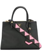 Prada Abstract Detail Classic Tote Bag, Women's, Black, Calf Leather