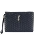 Saint Laurent Monogram Clutch - Blue