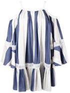 Martha Medeiros - Cold Shoulder Abigail Dress - Women - Silk/linen/flax/modal - Gg, Blue, Silk/linen/flax/modal