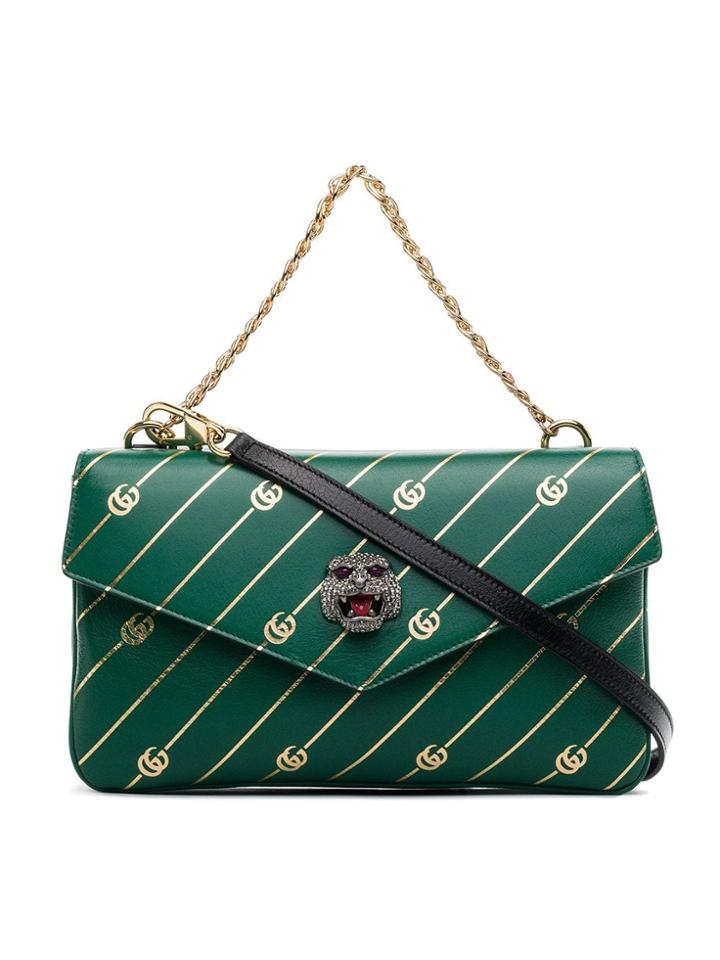Gucci Leather Thiara Gg Tiger Head Bag - Green