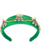 Dolce & Gabbana - Flower Embellished Headband - Women - Silk/metal/glass - One Size, Women's, Green, Silk/metal/glass
