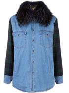 Forte Couture Checked Sleeves Denim Jacket