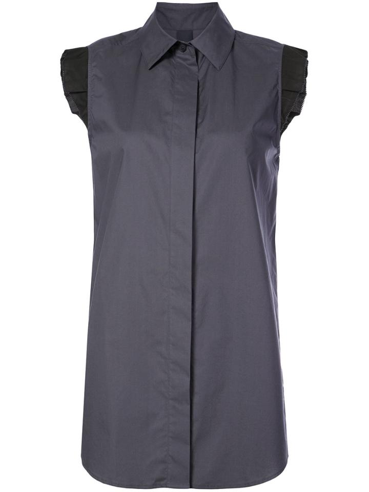 Vera Wang Sleeveless Ruffle-hem Top - Grey
