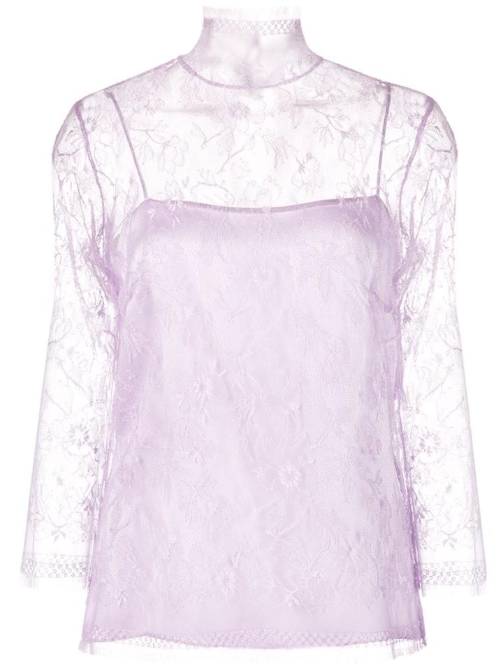 Adam Lippes Layered Lace Top - Pink