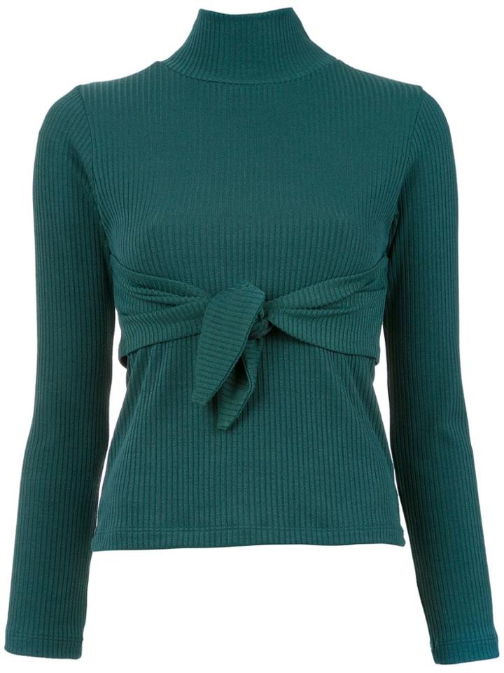 Framed Knots High Neck Top - Green
