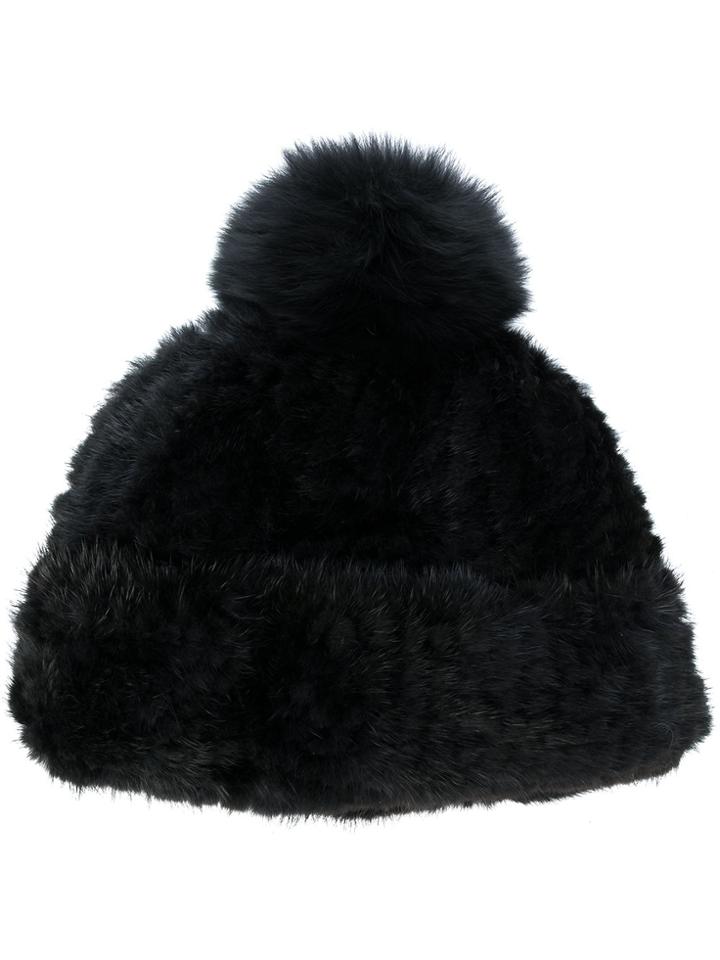 Yves Salomon Mink And Fox Fur Beanie - Black