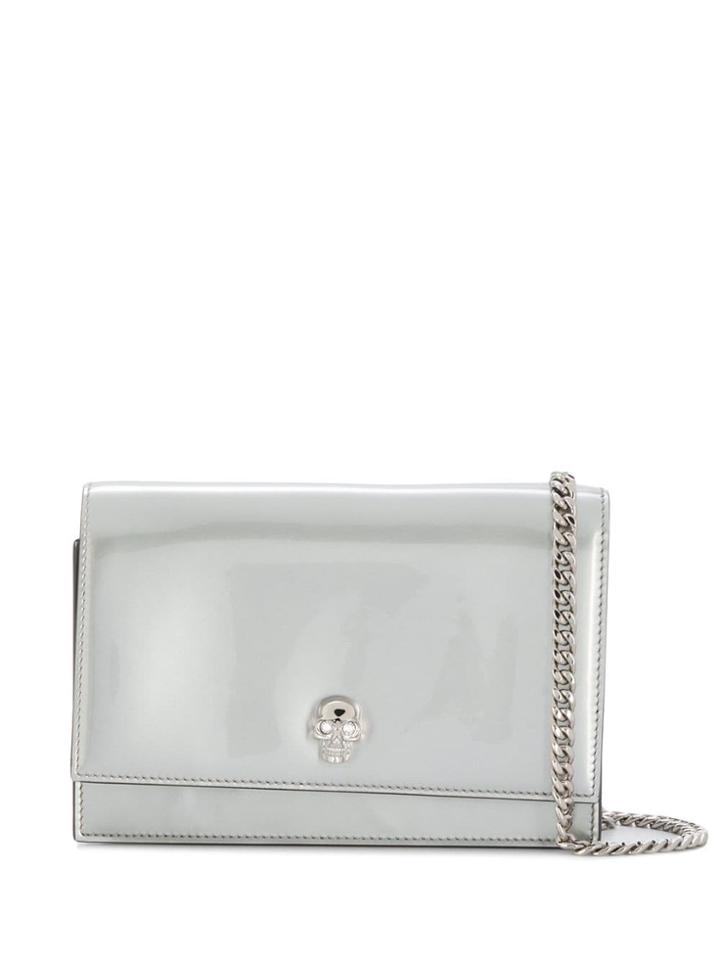 Alexander Mcqueen Skull Logo Cross-body Bag - Silver