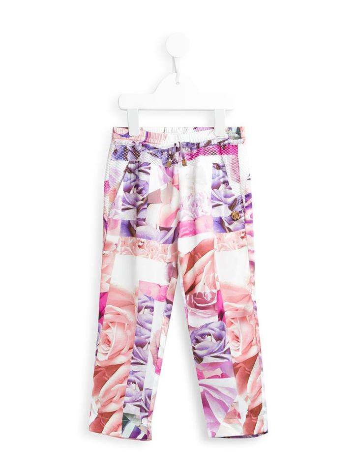 Roberto Cavalli Kids Rose Print Trousers, Girl's, Size: 10 Yrs, White