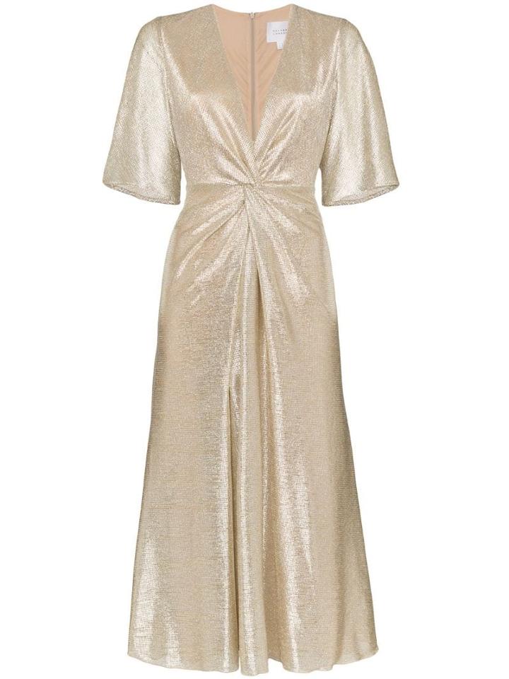 Galvan Stella Twist-detail Midi Dress - Gold