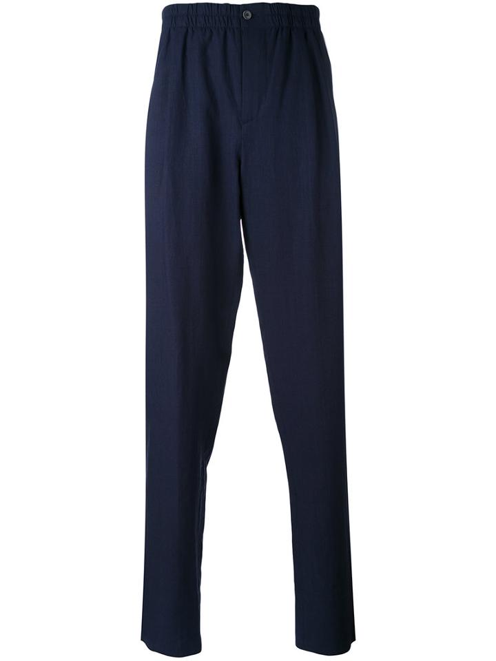 Giorgio Armani - Single Button Trousers - Men - Linen/flax - 52, Blue, Linen/flax
