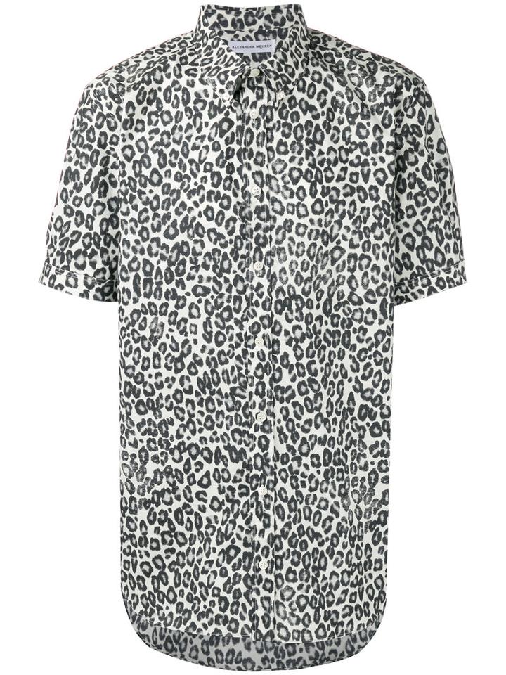 Alexander Mcqueen Leopard Print Shirt, Men's, Size: 40, Black, Cotton