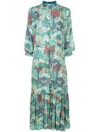 Vilshenko Mixed Print Peasant Dress - Green