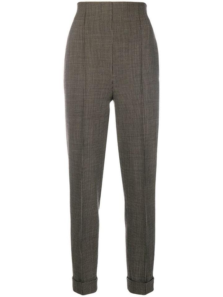 Romeo Gigli Pre-owned Micro-check Cropped Trousers - Brown