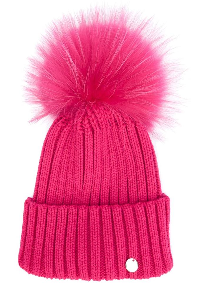 Yves Salomon 'pom Pom' Beanie, Women's, Pink/purple, Cashmere/wool/racoon Fur
