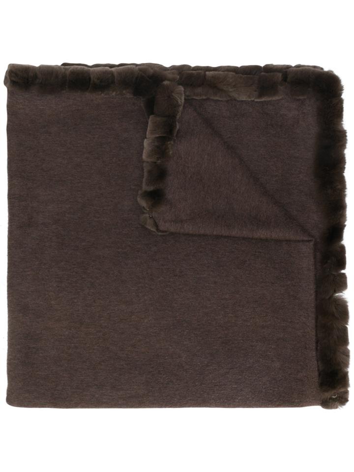 N.peal Woven Trim Shawl - Brown