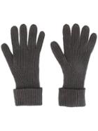 N.peal Cashmere 'ladies' Ribbed Gloves, Women's, Grey, Cashmere