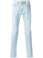 Off-white Striped Back Skinny Jeans, Men's, Size: 29, Blue, Cotton/spandex/elastane/polyester
