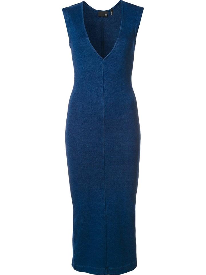 Ag Jeans Fitted Jersey Dress, Women's, Size: Small, Blue, Cotton