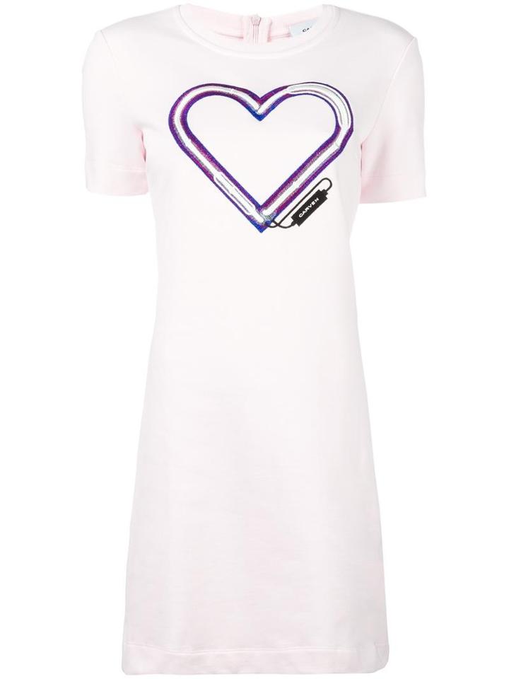 Carven Heart Logo T-shirt Dress, Women's, Size: Xs, Pink/purple, Cotton