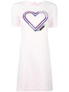 Carven Heart Logo T-shirt Dress, Women's, Size: Xs, Pink/purple, Cotton