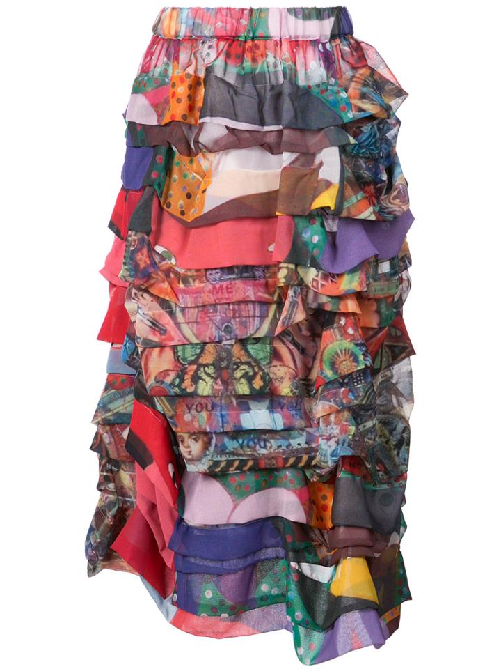 Comme Des Garçons Comme Des Garçons Ruffled Patchwork Midi Skirt -