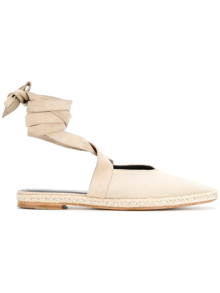 Jw Anderson Velvet Trim Lace-up Espadrilles - Nude & Neutrals
