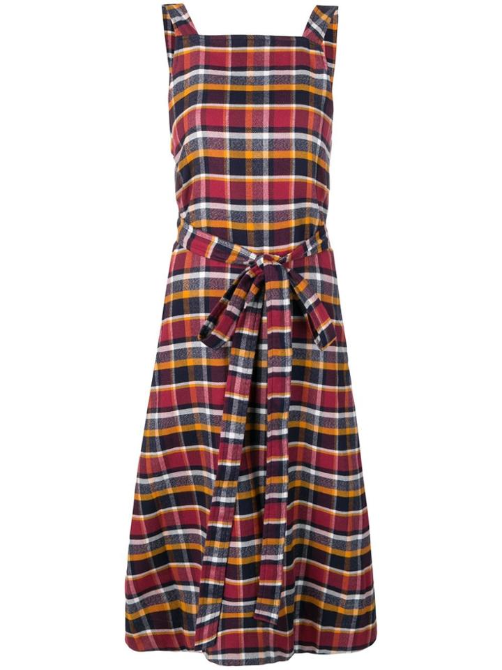 Ymc Check Print Midi Dress - Red