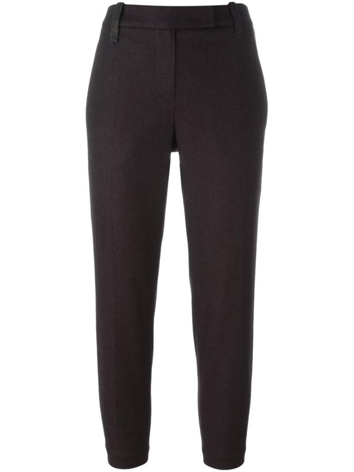 Brunello Cucinelli Belted Cropped Trousers, Women's, Size: 46, Pink/purple, Cotton/nylon/spandex/elastane/virgin Wool