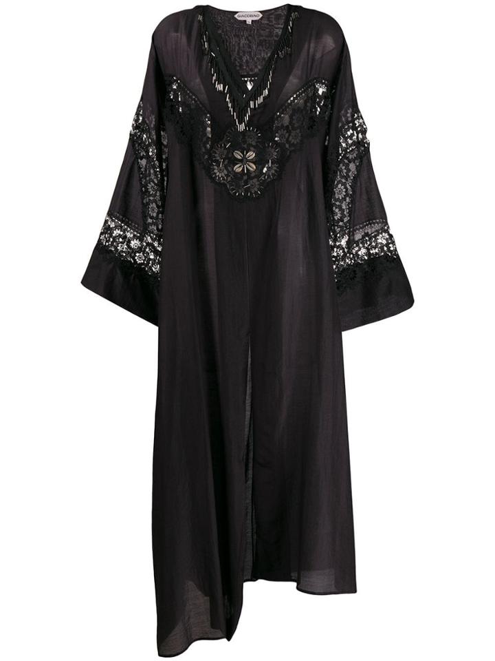 Giacobino V-neck Kaftan Dress - Black
