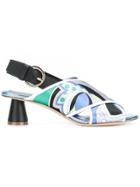 Emilio Pucci Printed Crossover Strap Sandals - Multicolour
