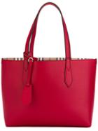 Burberry The Small Reversible Tote, Women's, Red, Calf Leather