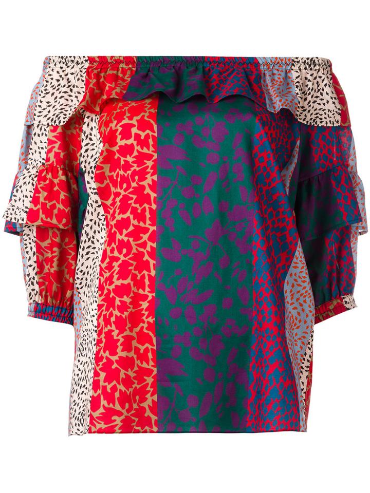 Sonia Rykiel Striped Off Shoulder Blouse, Women's, Size: 38, Cotton