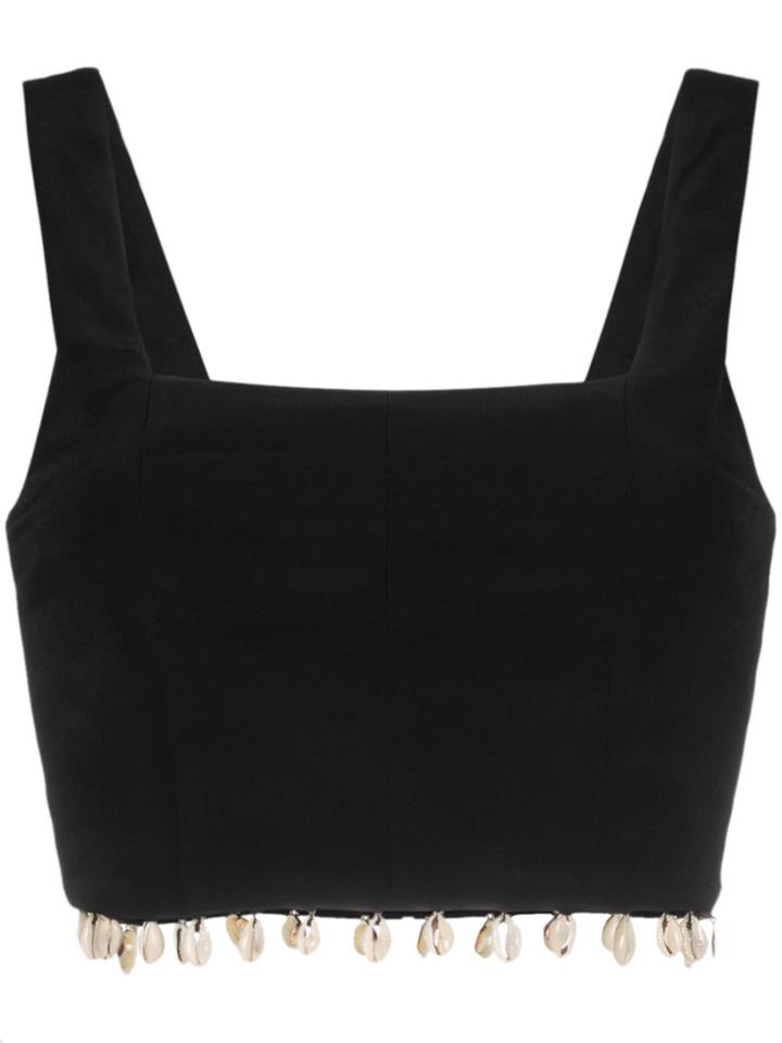 Staud Says Shell Embroidered Crop Top - Black