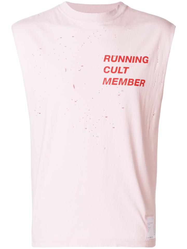 Satisfy Distressed Print Tank Top - Pink & Purple