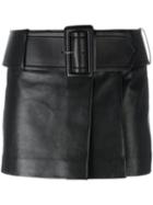 Givenchy Belted Leather Mini Skirt, Women's, Size: 36, Black, Acetate/silk/lamb Skin