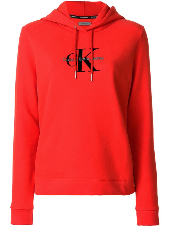 Ck Jeans Logo Print Hoodie - Red