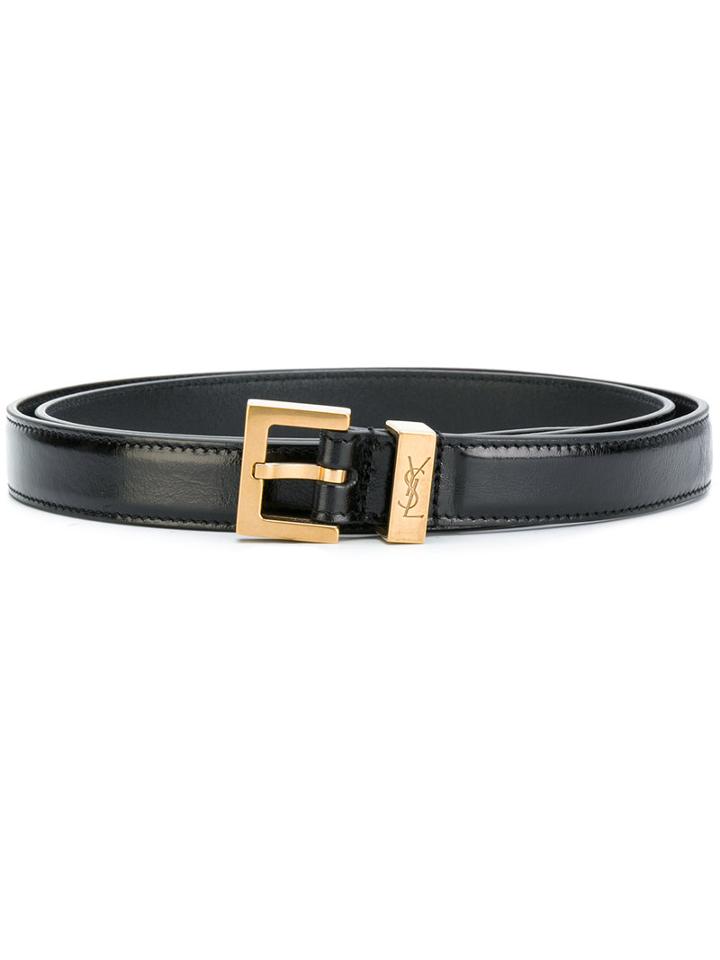 Saint Laurent - Monogram Passant Buckle Belt - Women - Calf Leather - 85, Black, Calf Leather